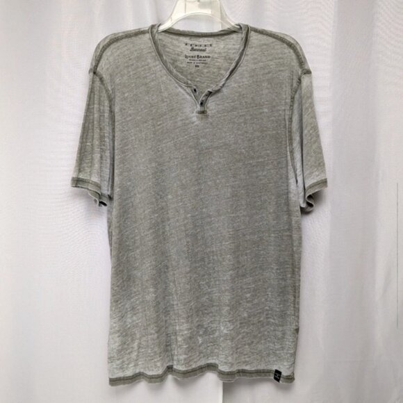 Lucky Brand Venice Burnout Henley XXL Gray T-Shirt Short Sleeve Casual - Picture 1 of 3